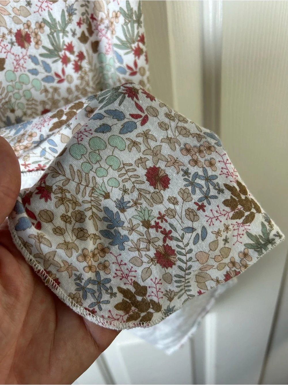 Baby Essentials Floral Leaf Swaddle Blanket Stretch Knit Tan White Green Blue